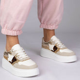 Gemre Sneakers mit Brokat und Tierdruck - Vanelion-Taschenwelt