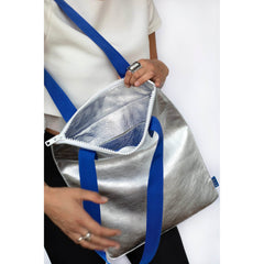 Handgefertigte Leder Tragetasche - Silber - Vanelion-Taschenwelt