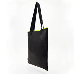 Handgefertigte Leder Tragetasche - Schwarz mit Neon-Reißverschluss - Vanelion-Taschenwelt