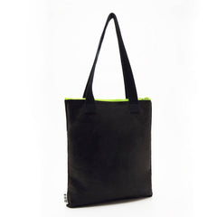 Handgefertigte Leder Tragetasche - Schwarz mit Neon-Reißverschluss - Vanelion-Taschenwelt