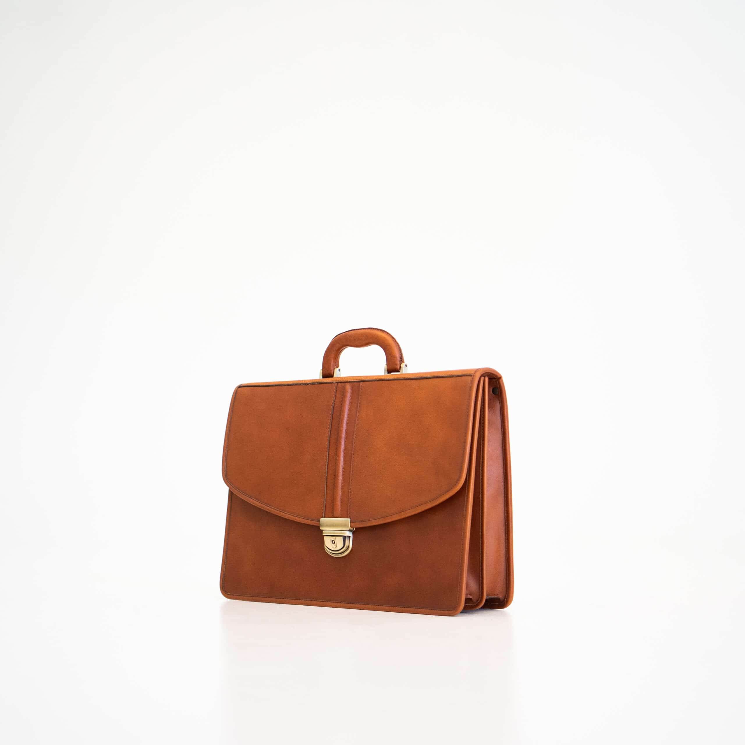 Leder Aktentasche Nr. 99 - Cognac - Vanelion-Taschenwelt