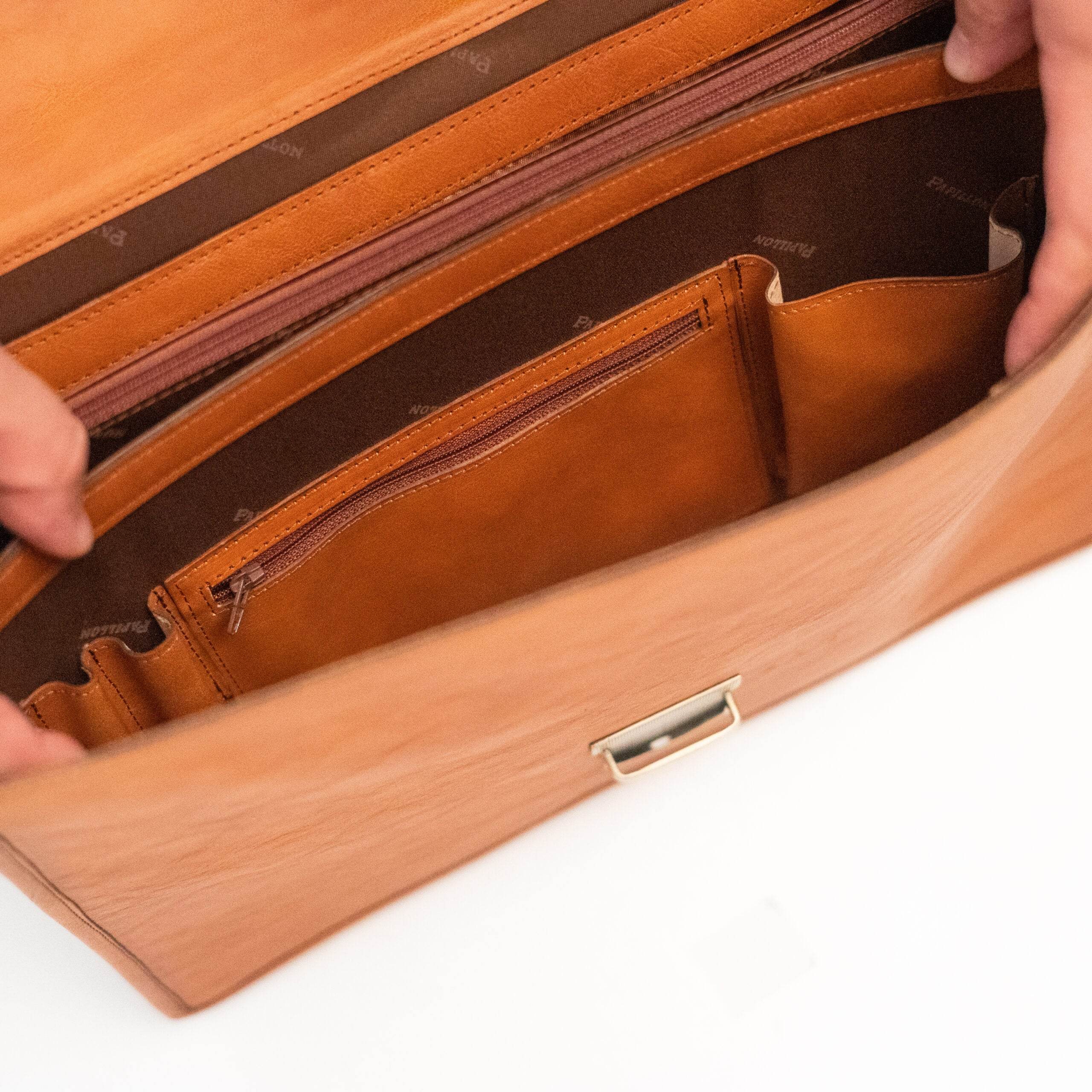 Leder Aktentasche Nr. 99 - Cognac - Vanelion-Taschenwelt