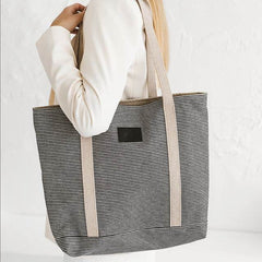 gestreifte Denim Tragetasche - Vanelion-Taschenwelt