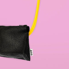 Handgefertigte Gürteltasche aus Leder - Schwarz und Gelb - Vanelion-Taschenwelt